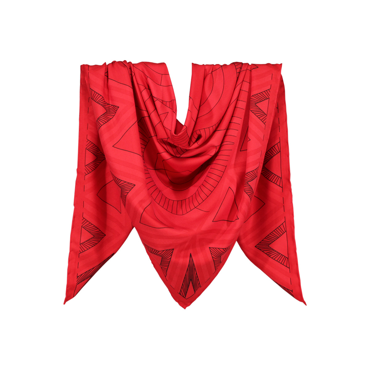روسری نخی قرمز طرح هندسی کد:R106-1