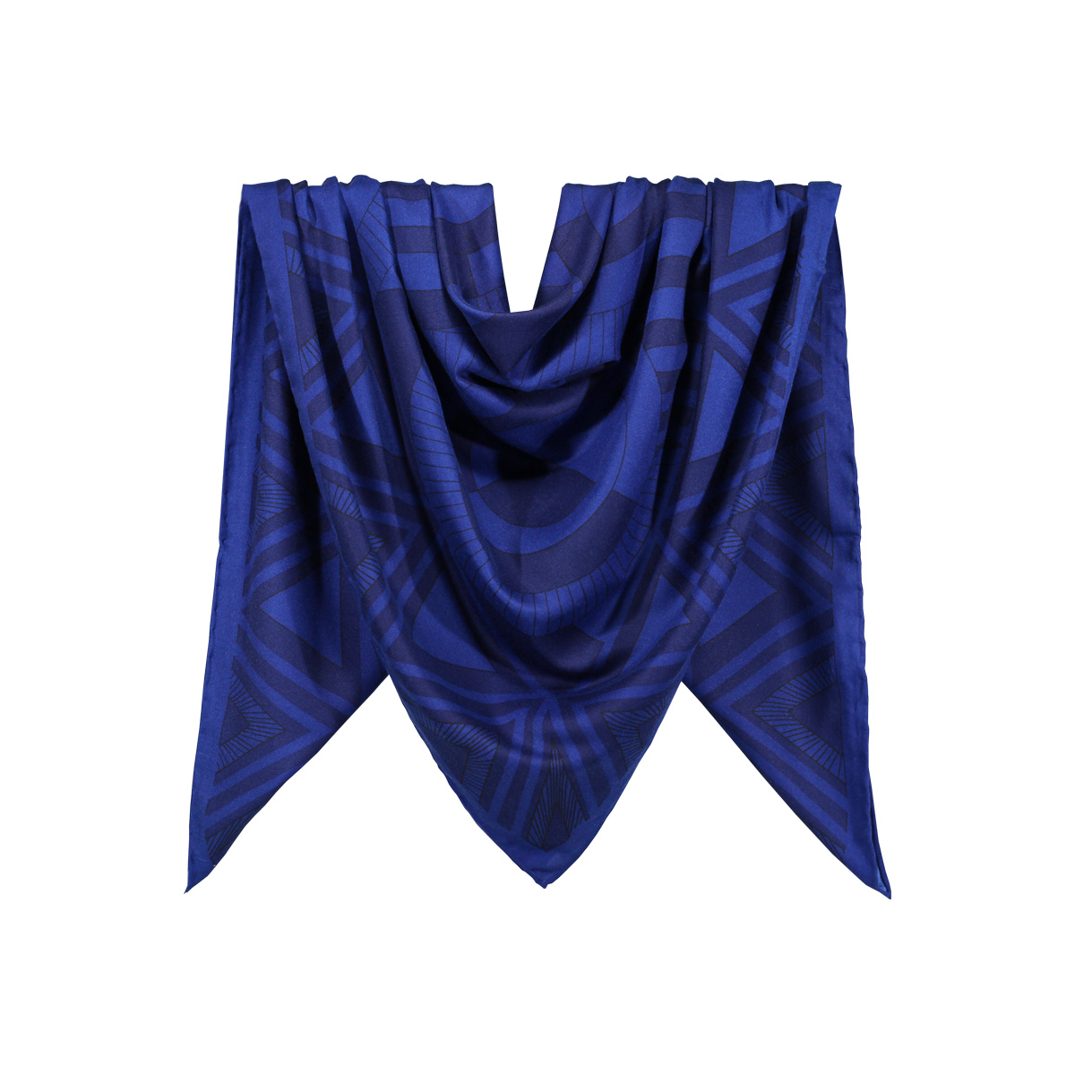 روسری نخی سرمه ای طرح هندسی کد:R106-2