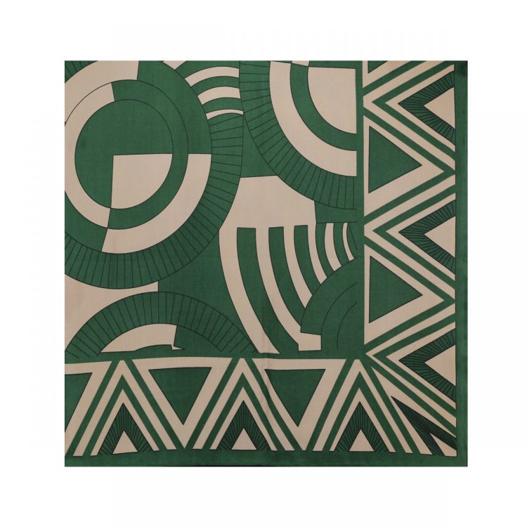 روسری نخی سبز طرح هندسی کد:R106-3