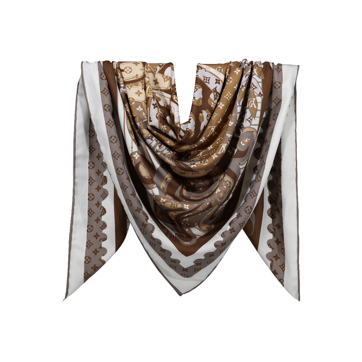 روسری نخی قهوه ای طرح LV کد:R106-9